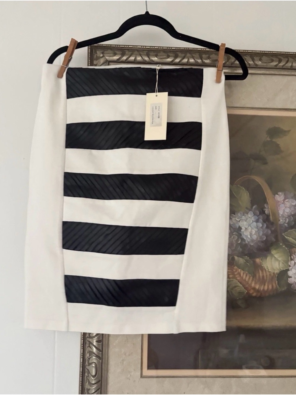 My Tribe Black and White Striped Pencil Skirt
